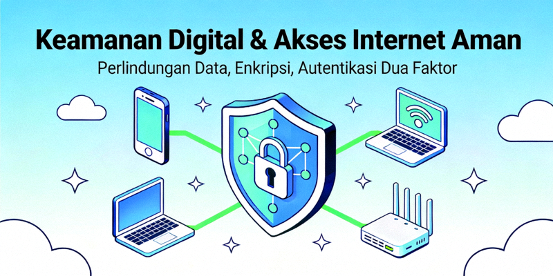 Ilustrasi keamanan digital dan akses internet yang aman